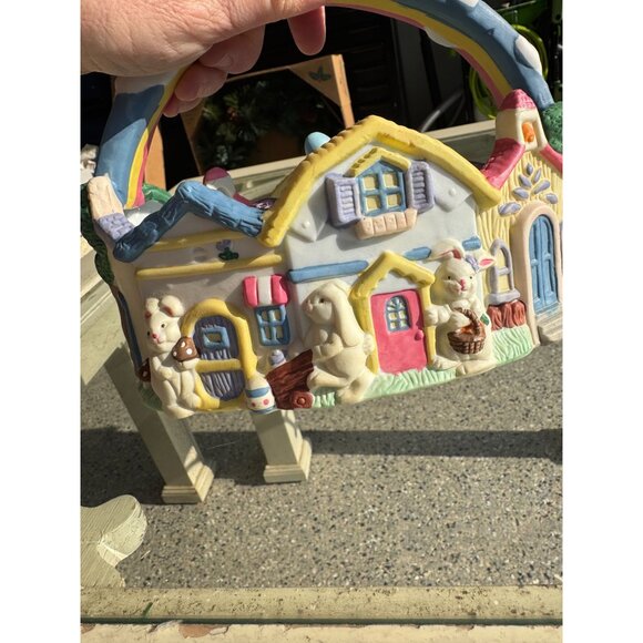 Vintage 1995 Porcelain Easter Basket with Eggs and Bunny - Picture 12 of 14